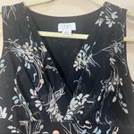 Loft Ann Taylor Womens Black Floral Silk Midi Sleeveless Dress Sz 2 Boho Y2K Photo 4