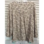 st. john's bay St Johns Bay Brown/Cream Floral Rayon Blouse V Neck 3/4 Sleeve Size M Flowy Photo 4