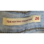 Levi's Womens Jeans 724 High Rise Straight Crop Distressed Light Wash Denim 26 Photo 3