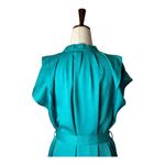 Current Air Dress Women Medium Teal Silky Belted V Neck Short Sleeve Mini Party Photo 6