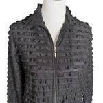 Womens See Though Black Ruffle Jacket Size S Petite Sheer Full Zip Ethereal Photo 2