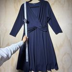 Brooks Brothers  Women’s Navy Twist Front Fit & Flare Dress Size L Long Sleeve Photo 7