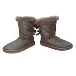 UGG ‎ Australia Gray Suede Leather Sheepskin Shearling Bow Back Boots US 7 EU 38 Photo 5