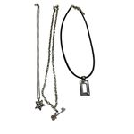 Three silver toned necklace set Photo 4