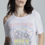 Recycled Karma NWT KISS THE HOTTEST SHOW ON EARTH COLD SHOULDER BAND TEE Photo 1