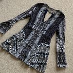 Free People Folk Swing Dress Long Sleeve Boho Hipster Black White Size 6 GUC Photo 7