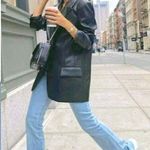 ZARA Straight Cut Faux Leather Blazer Lapel Collar Oversized Jacket Black XS NEW Photo 8