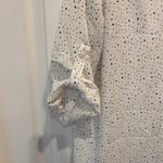 CHAUS NEW YORK Womens White Black Speckle Dot V Neck Roll Tab Sleeve Blouse Sz M Photo 1