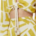 House of Harlow 1960 Linen Blend Long Sleeve Crop Top Yellow Size M Photo 4