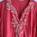 Charter Club  Luxury Linen Embroidered Top Coral Medium Photo 3