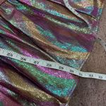 QOS Oil Spill Holo Poof Sleeve Shimmery Faux Leather Mini Dress XS New Purple Photo 6