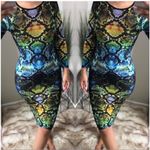 Topshop  Jewel Tone Snake Print Long Sleeve Midi Dress Photo 3