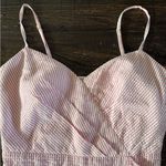 J.Crew  Soft Pink White Seersucker Ruffle Dress Size 8 Preppy Coastal Photo 6