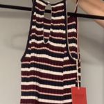 Striped Halter Tank Dress White Size XS Photo 2
