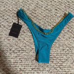 Michael Costello  x Revolve Monica teal chain Cheeky Bikini- Size Small Photo 11