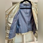 L.A.M.B. Vintage Gwen Stefani Rock Glam Leather Silk Metallic Gold Jacket Size 2 Photo 2
