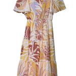 Pink Lily  womens size XS maxi mustard yellow tropical print open back ties close Photo 11