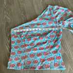 Forever That Girl Anthropologie Shirt Womens 6 One Shoulder Blue Floral Photo 5