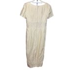 Maggy London Vintage  Light Pastel Yellow embroidered linen maxi sheath dress sz Photo 1