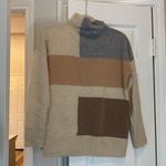 Magaschoni  100% cashmere colorblock beige mockneck Photo 4