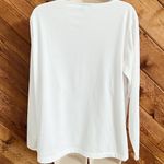 Brooks  long sleeve lace up scoop neck pullover blouse top stretchy cotton white Photo 2