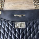 Karl Lagerfeld Purse PARIS Black Quilted Gold Chain Shoulder Bag Tote Satchel Photo 2