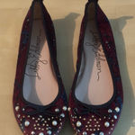 Sam Edelman Embellished Ballet Flats Size 8 Burgundy Pearl Studded Shoes Red Photo 0