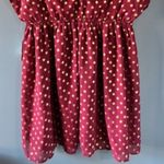 Charming Charlie A Line L Burgundy Wine Gold Polka Dot Deep V Neck Sleeveless Photo 1