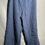 Habitat Clothes To Live In Blue Linen Cropped Wide Leg Pants Womens M Lagenlook Photo 0