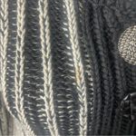 Pure Handknit Artisan Stripe Cotton Cardigan Sweater | Small | Neutral Style Black Photo 9