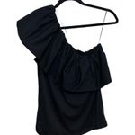 Who What Wear NWT Target  Ruffle One Shoulder Asymmetrical Top in Black - Size S Photo 0