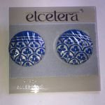 Etcetera Vintage Blue Metal Floral Round Retro Boho Patterned Earrings Photo 0