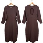Free People  Gabby Seamless Midi Dress Women's M/L Chocolate Brown Textured NWT Photo 3