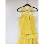 Black Halo Womens Dress Yellow Adalyn Halter Mini Drop Waist Box Pleat Size 2 Photo 4