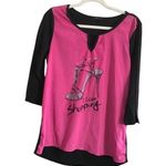 Expresso size large long sleeve black and pink top Black Photo 2