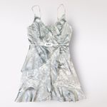 Altar'd State Altar’d State Light Blue Satin Floral Jacquard Ruffled Mini‎ Party Dress Size M Photo 6