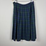 Pendleton VTG Maxi Skirt Womens 14 Green Black Watch Tartan Pleated Wool Classic Photo 3