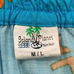 Vintage Island Planet Wrap Skirt Column Blue Yellow Tropical Palm Floral Detail Size M Photo 6