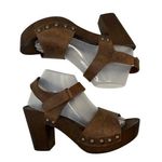 A. Giannetti 41 10.5 Italy Wooden Heels Sandal Shoes Brown Leather Open Toe Boho Photo 0