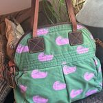 Dooney & Bourke RARE🔥Authentic Leather/cotton Duck print Satchel/Shoulder bag Photo 1