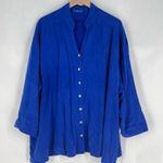 Tianello Plus TENCEL Taipei Blouse Button Front Garment Dyed Cobalt Blue 2X Photo 0
