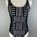 Madewell x Giejo Scoop Neck One Piece Swimsuit Size Large Black White Low Back Photo 0