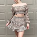 Japna  Circle Skirt Crop Top Leopard Print Coord Set L Photo 8