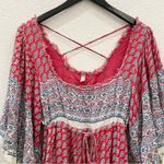 Free People Red/Blue Heart of Gold Babydoll Kaftan Tunic Boho Mini Dress Size XS Photo 9
