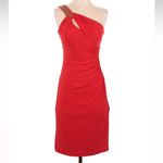 Cache Vintage Gold Label Red One Shoulder Sequin Beaded Formal Dress Size 0 XXS Photo 7
