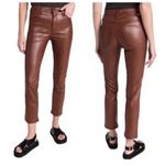 MOTHER THE MID RISE DAZZLER ANKLE Pants Size 27 Brown Faux Leather New #X1 Photo 2