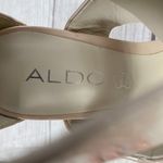 ALDO women 6 patent leather open toe wide ankle strap buckle heels beige Photo 7