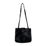 Cuoieria Fiorentina Smooth Black Leather Double Strap Purse Top Stitch Shoulder Photo 2