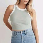 Madewell  Women's Supima Rib Cutaway Crop Tank moss green/ white SIZE XL NWOT Photo 1