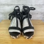 Vince Camuto Women's Brisshel Lace Up Wedge Sandal Size 8.5 Black/Nuetral Photo 2